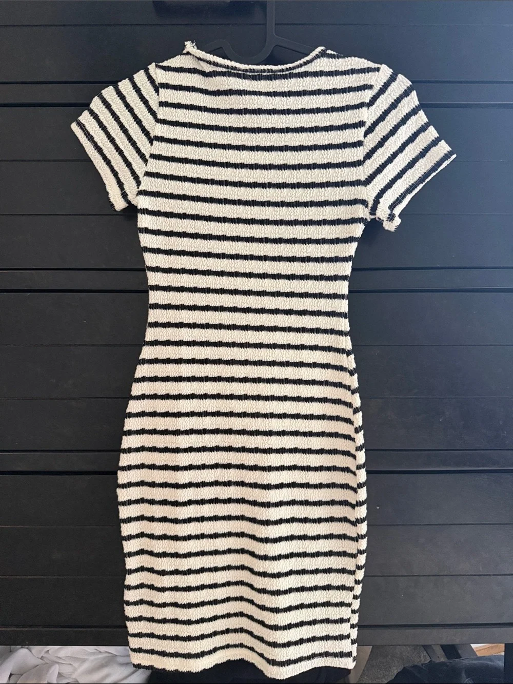 See You Monday Black and White Striped Short Sleeve Top